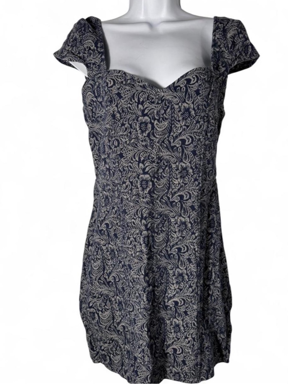 Free People Navy Floral Sweetheart Mini Dress